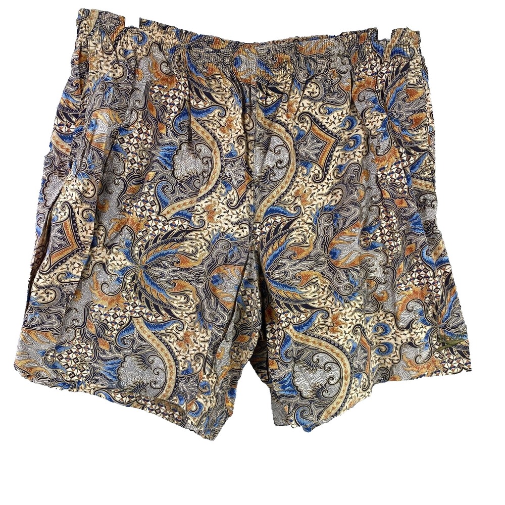 Speedo Swim Trunks Men's Large Board Shorts Paisley Batik Style Made in USA